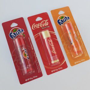 Lot of 3  Fanta Strawberry + Coca-Cola + Fanta Orange Lip Balms